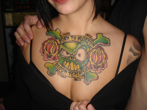 girl type skull tattoos